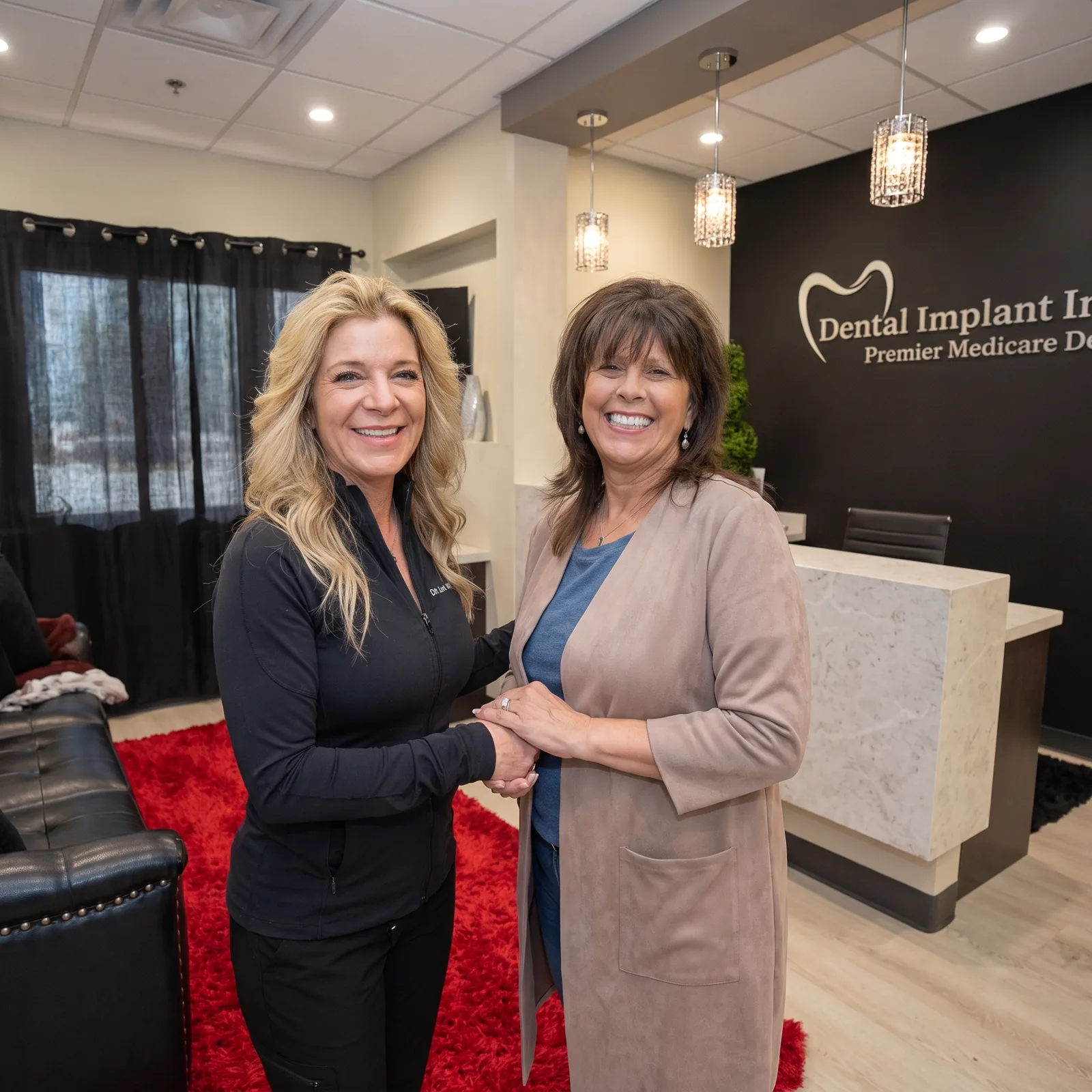 Dr. Lori Anderson smiling with a woman at Dental Implant Institute